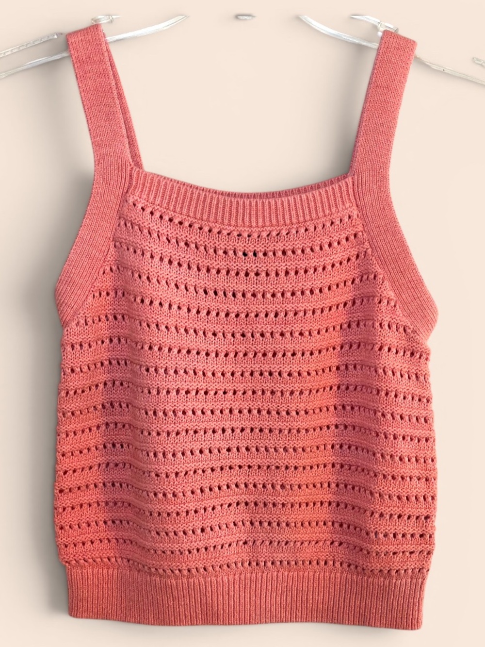 Universal Thread Coral Crochet Open Knit Cotton Tank Top Size XS